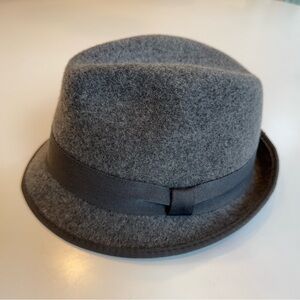 J. Crew Gray Wool Fedora Hat with Grosgrain Band size M / L